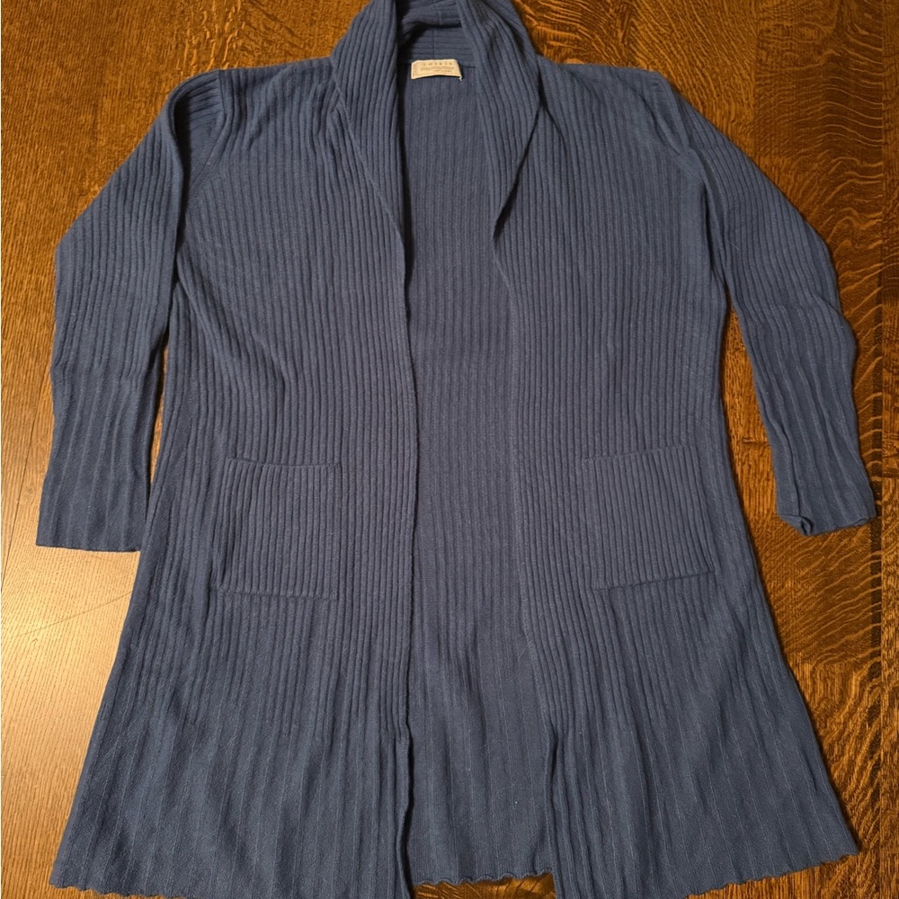 Women's Shirin Blue Open Front Cardigan Cashmere Long Sweater